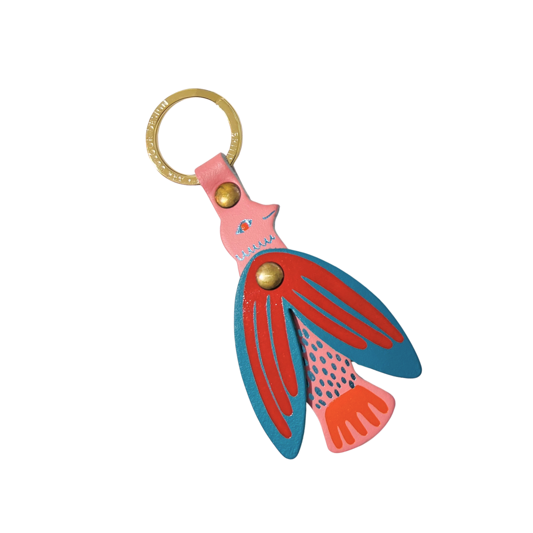 Leather Keyring - Pale Pink Songbird