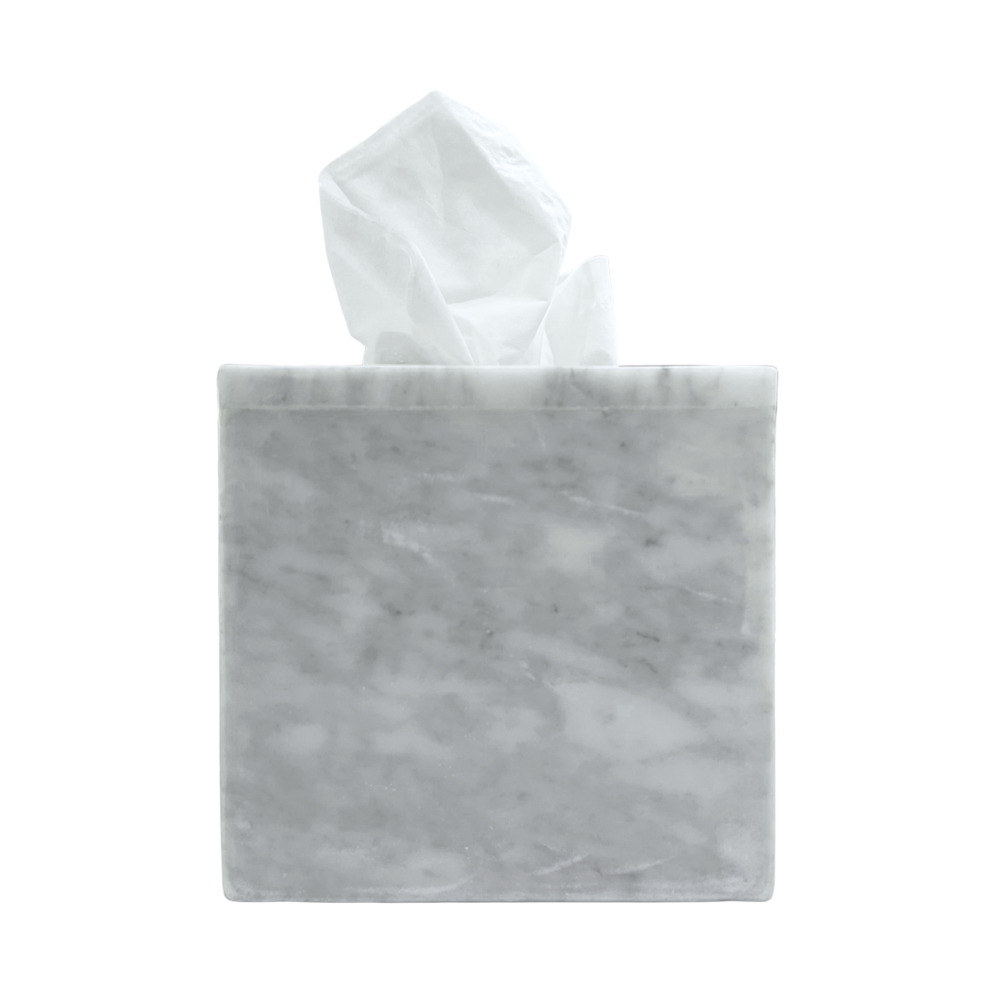 Stone Square Tissue Box - White