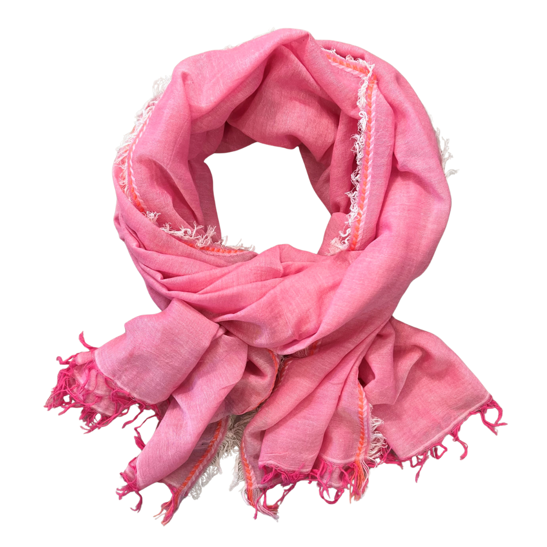 Sarong/Scarf - Cotton Pink with Trim