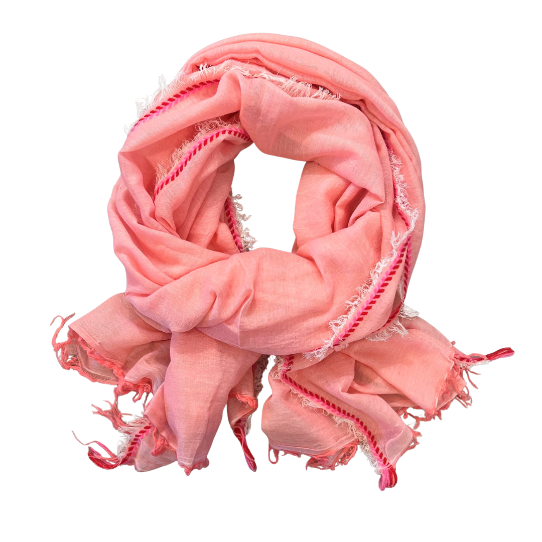 Sarong/Scarf - Cotton Peach with Trim