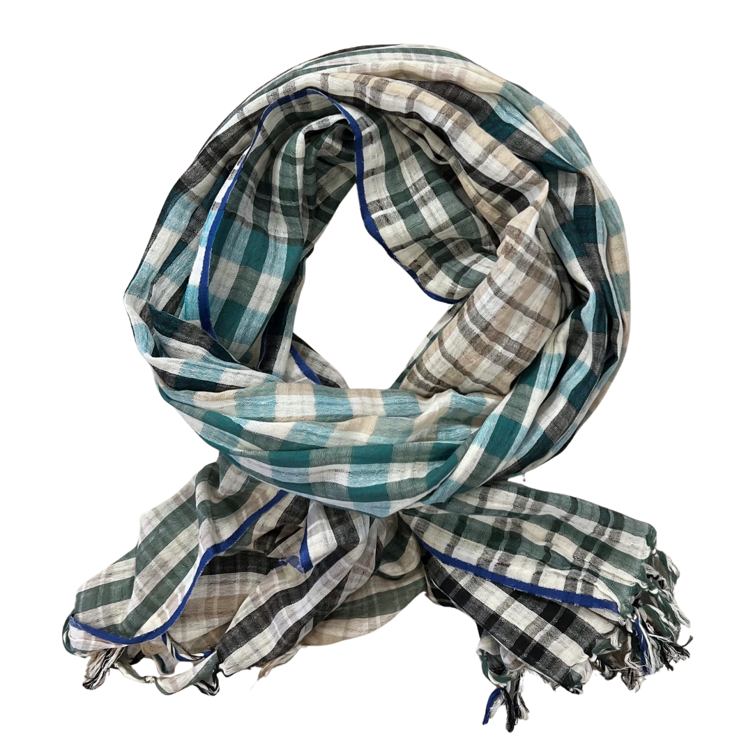 Sarong/Scarf - Cotton Black/Green Large Check