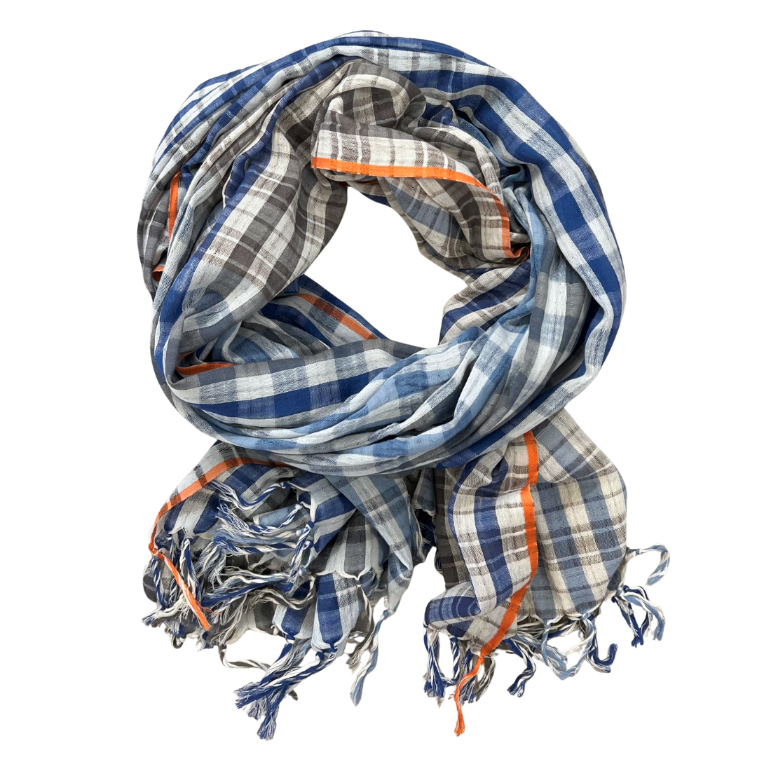 Sarong/Scarf - Cotton Blue Large Check