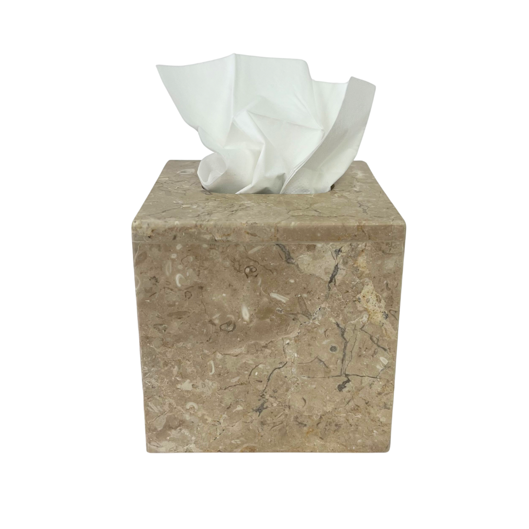 Stone Square Tissue Box - Sand (Instore only)