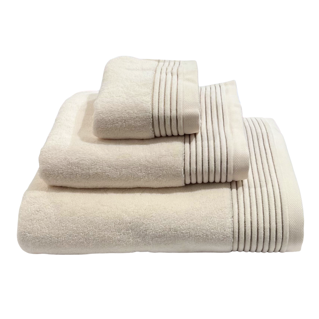 Hand Towel - Stripe Insert Ecru