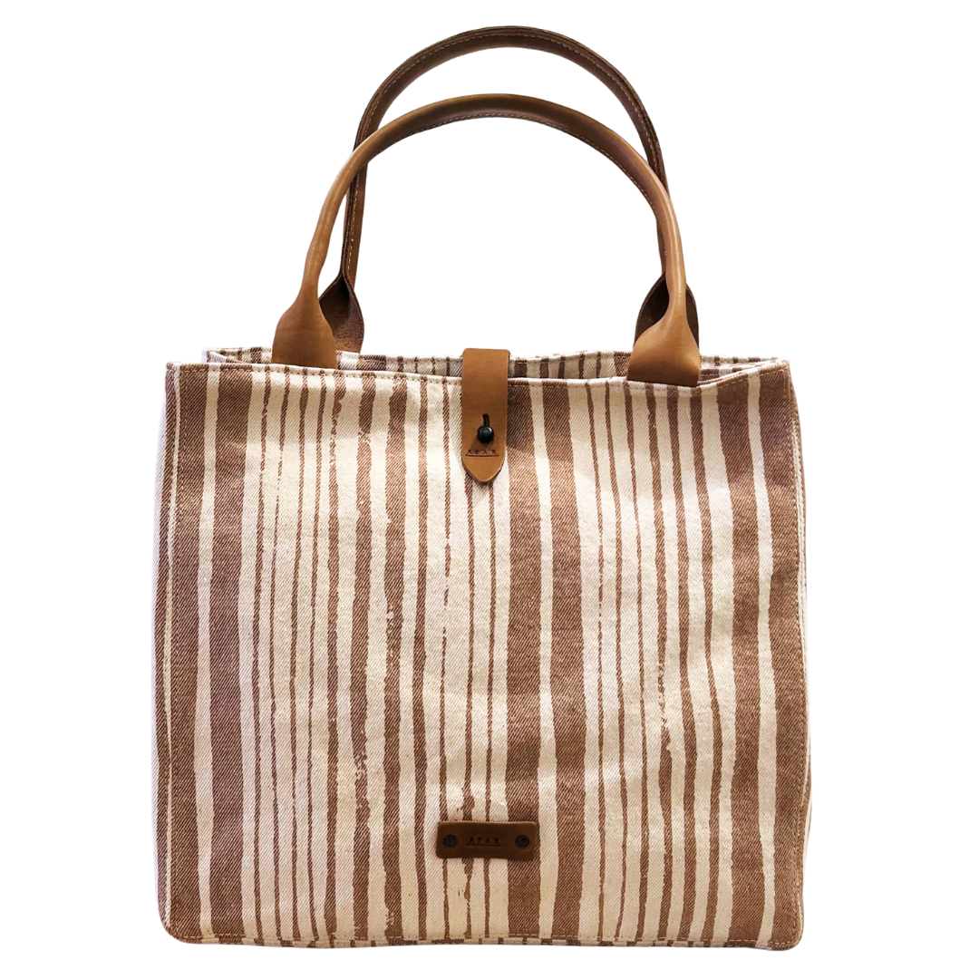 Canvas Tote Bag - Beige Lines