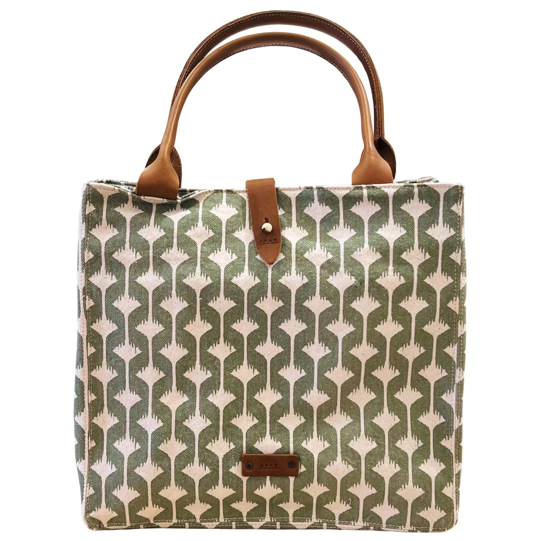 Canvas Tote Bag - Green Papyrus
