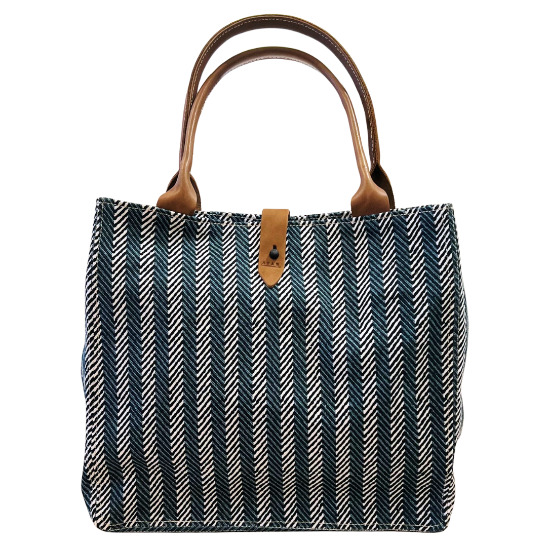 Canvas Tote Bag - Blue Chevron