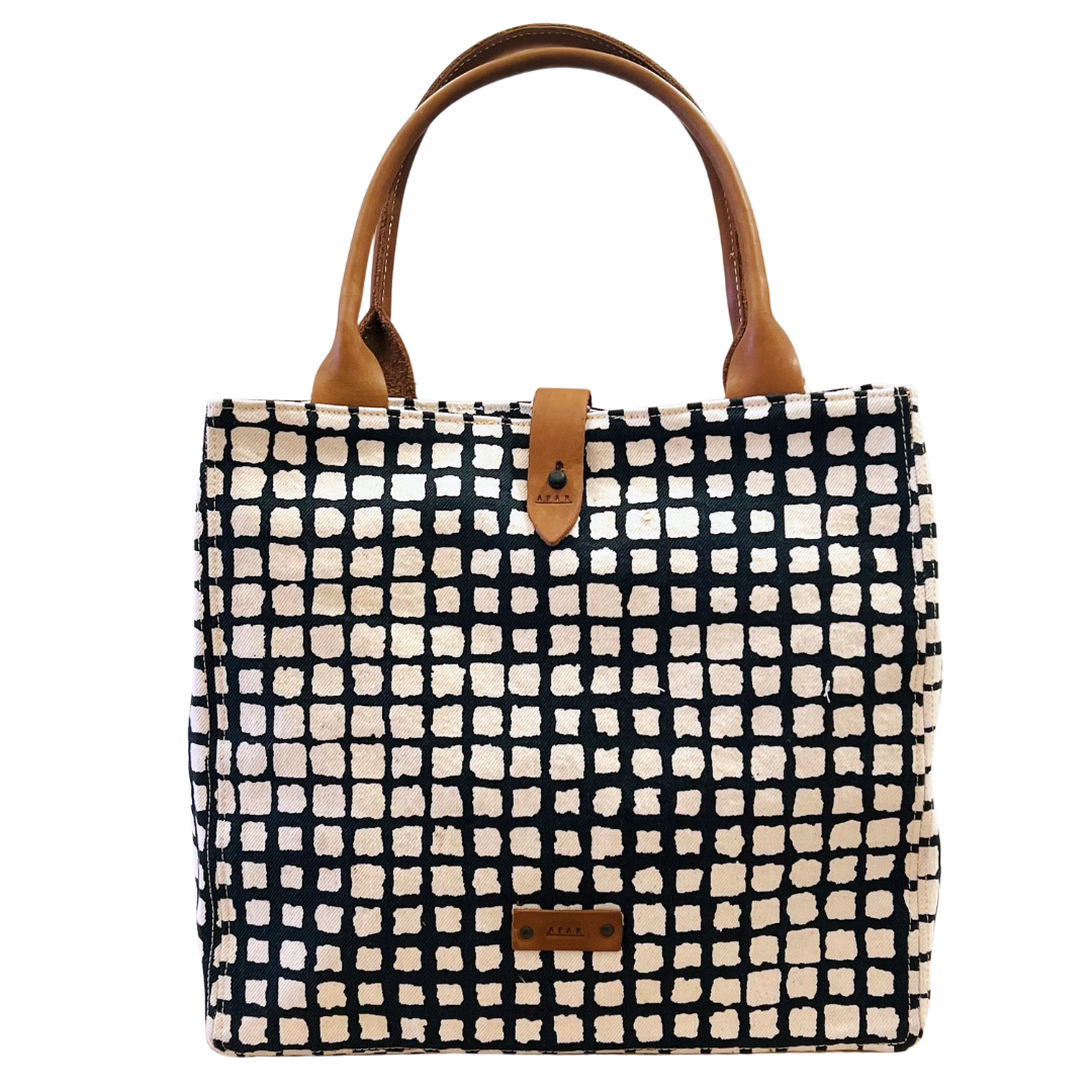 Canvas Tote Bag - Navy Grid