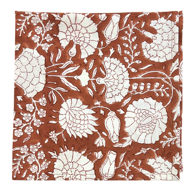 Block Print Napkin - Floral Terracotta
