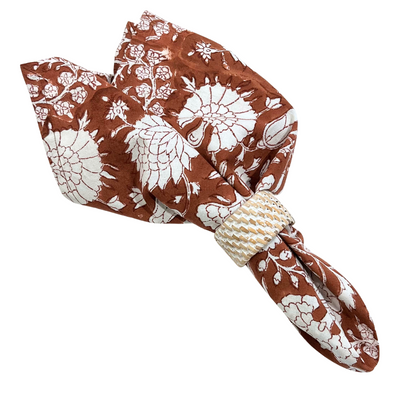 Block Print Napkin - Floral Terracotta