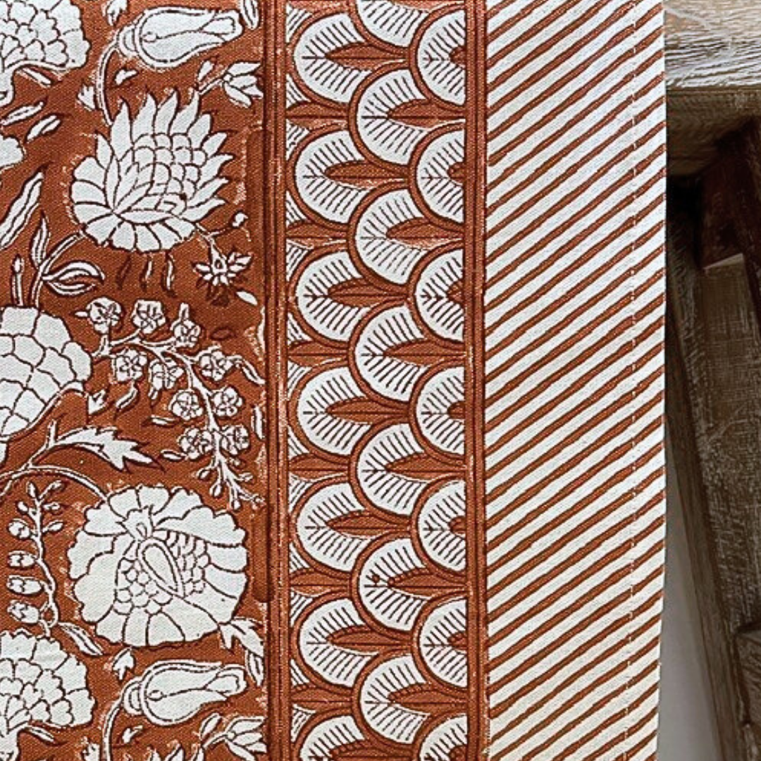 Block Print Napkin - Floral Terracotta