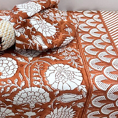 Block Print Napkin - Floral Terracotta