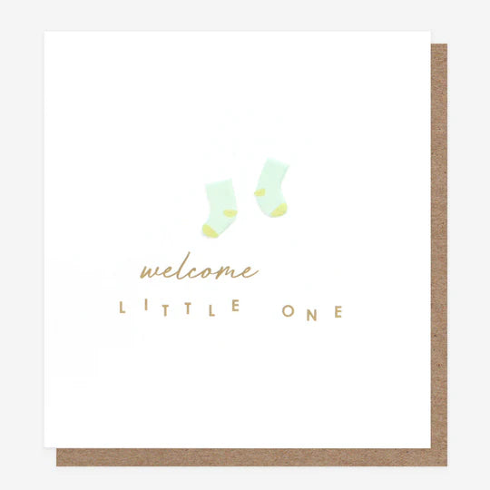 Card - Welcome Little One (blue socks)