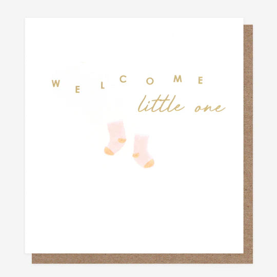 Card - Welcome Little One (pink socks)