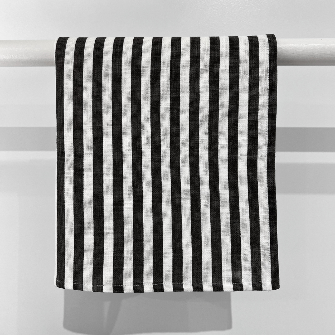 Cotton Stripe Napkin - Charcoal