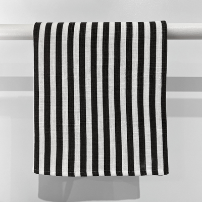 Cotton Stripe Napkin - Charcoal