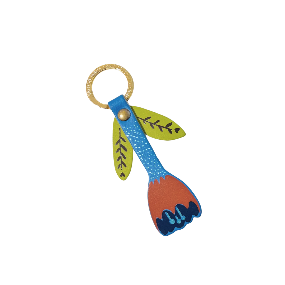 Leather Keyring - Cornflower Tulip