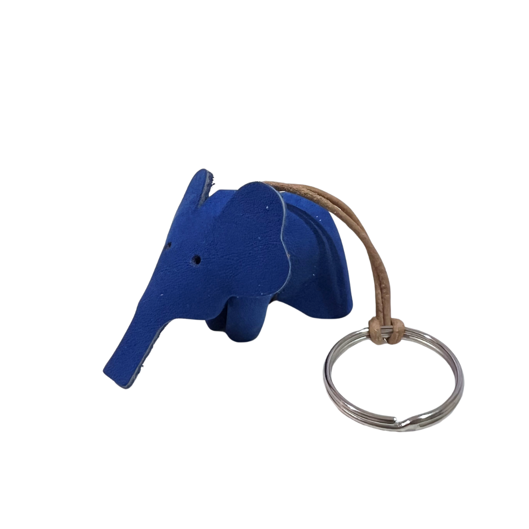 Leather Keyring - Black Elephant