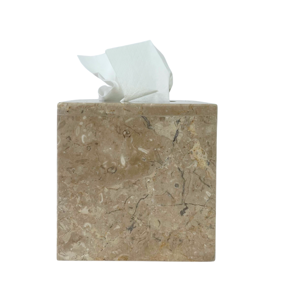 Stone Square Tissue Box - Sand (Instore only)