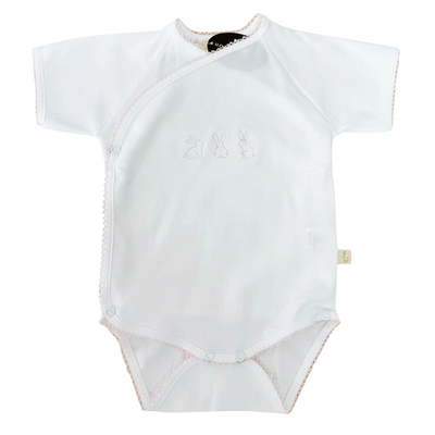 Baby Suit Short White With Pink Embroidery 3-6 months