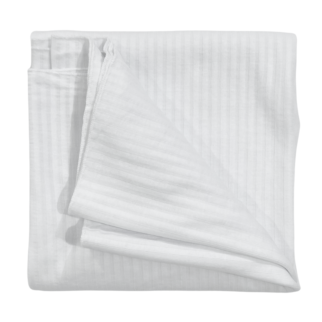 Self Stripe Cotton Swaddle - White