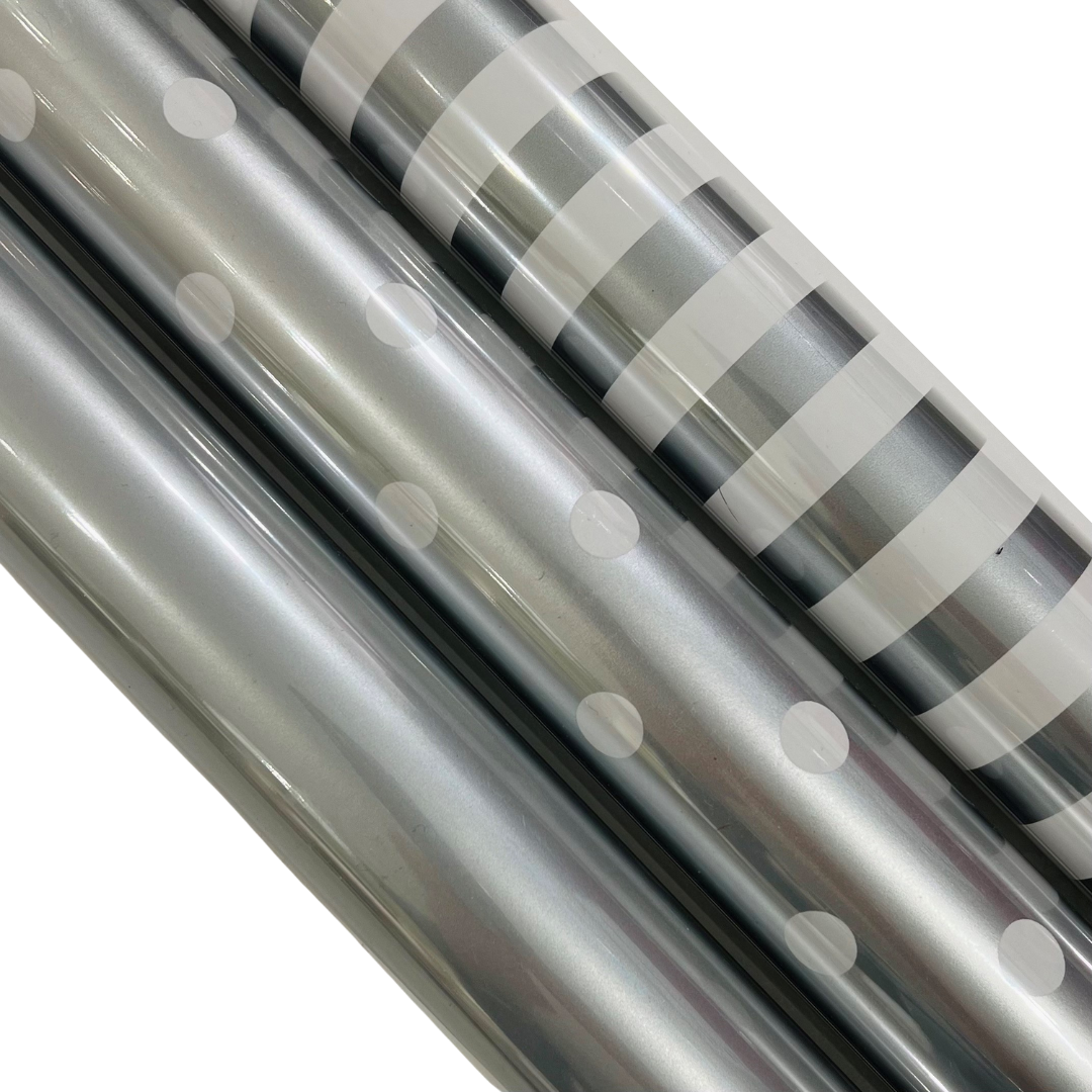 Wrapping Paper - Silver/White Dot