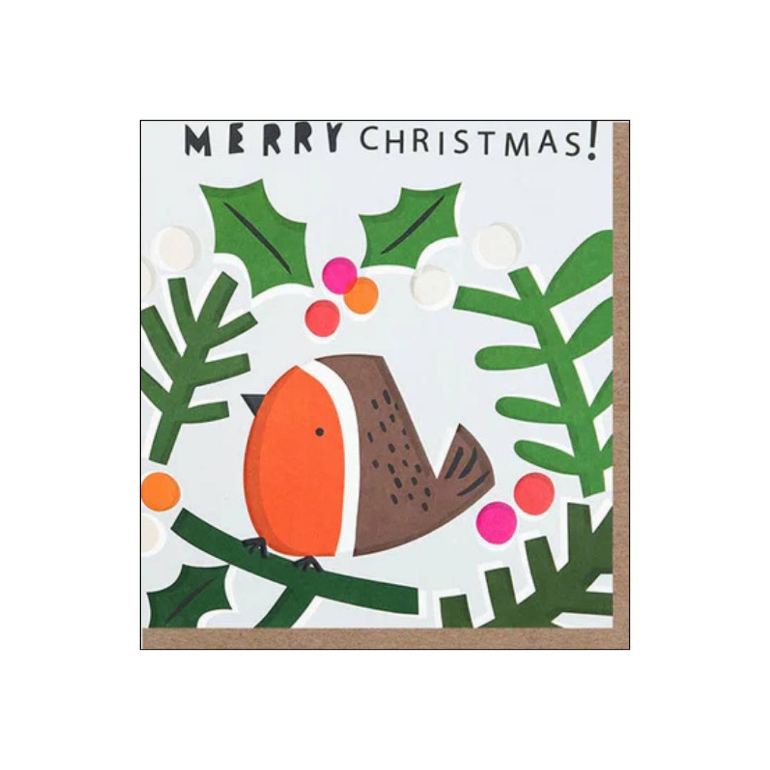 Christmas Card - Robin in Wreath