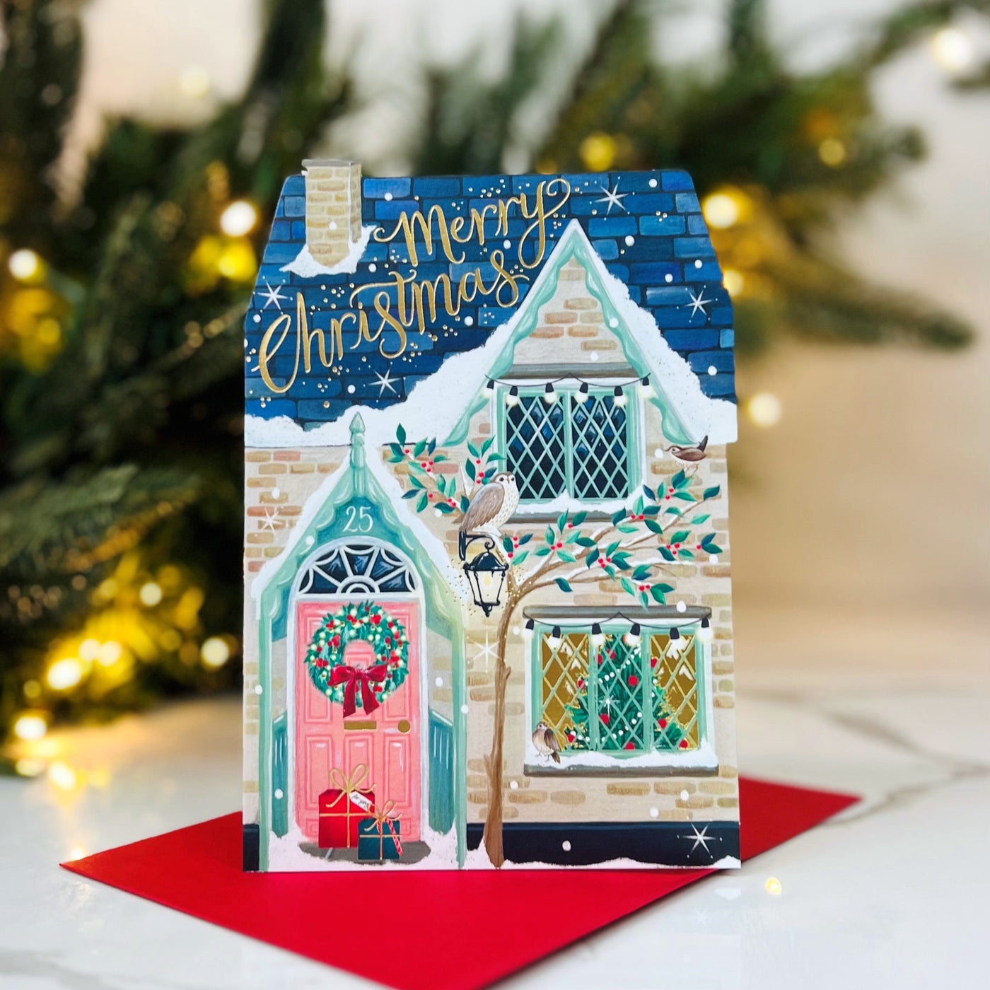 Card Merry Christmas Home & Owl