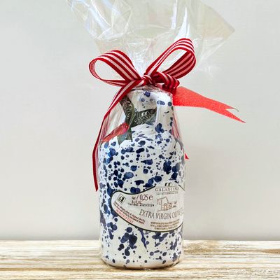 Olive Oil in Ceramic Jar - Blue Splatter