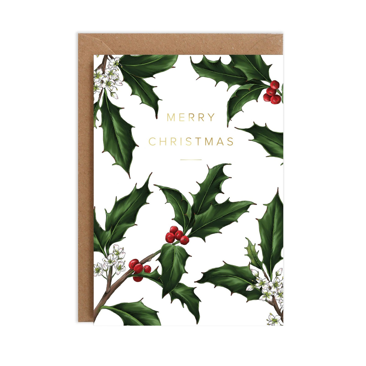 Christmas Card - Holly White