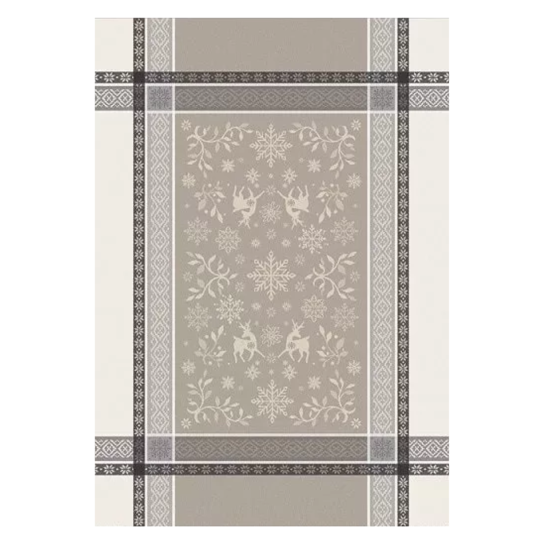 Cotton Jacquard Tea Towel - Christmas Beige