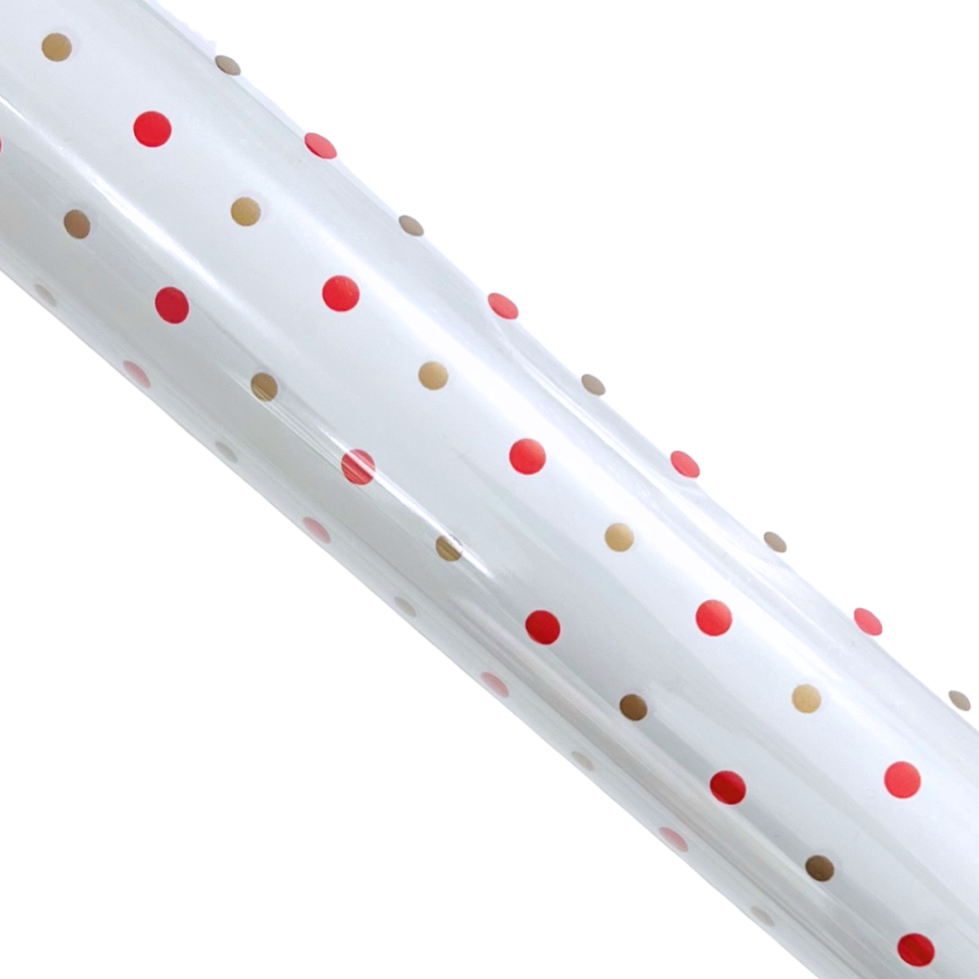 Wrapping Paper - White with Red/Gold Dots