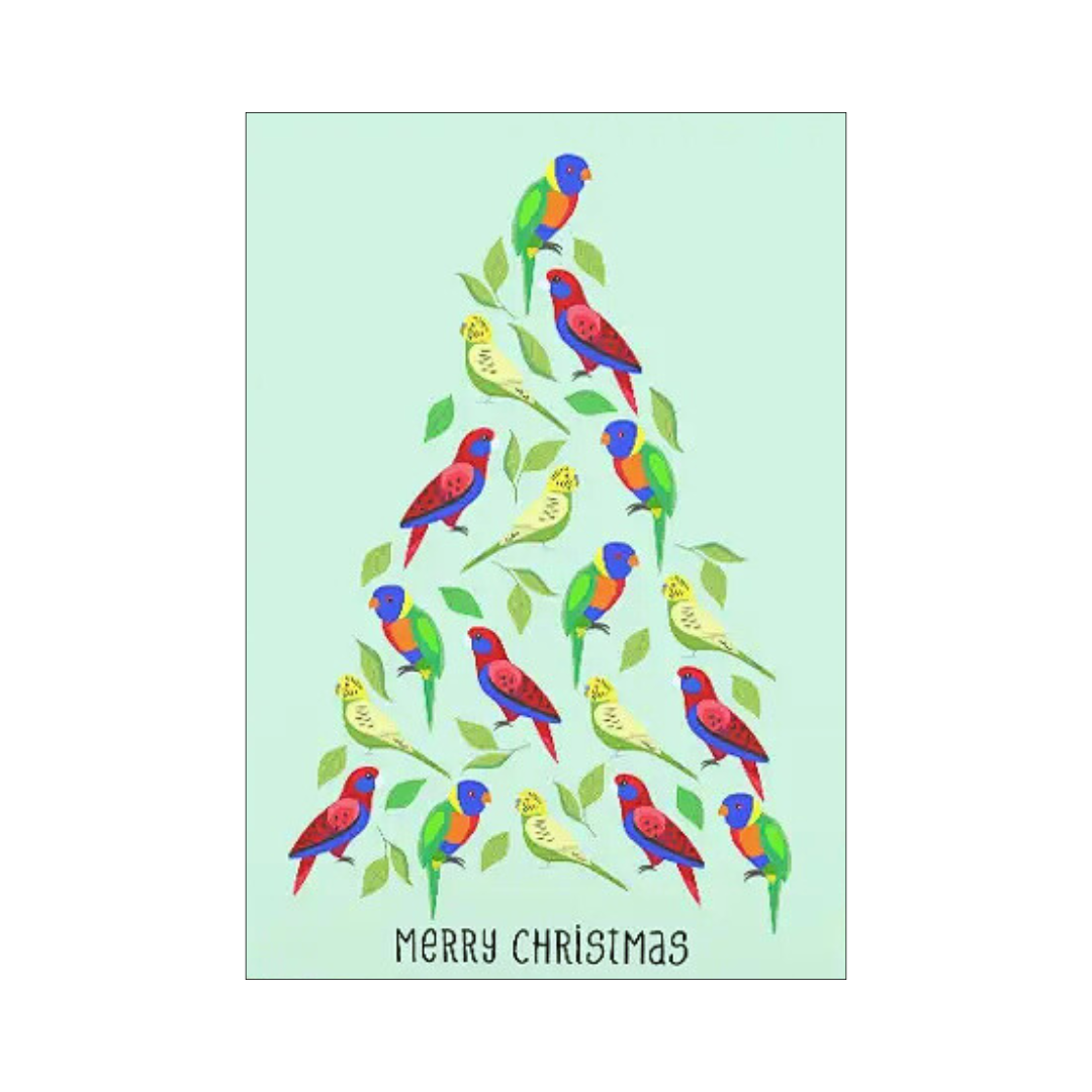 Christmas Card - Parrot Christmas Tree