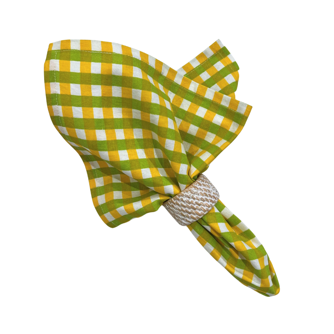 Check Napkin - Lime & Yellow