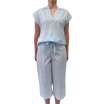 Short Cap Sleeve Cami & 3/4 Pants - Blue