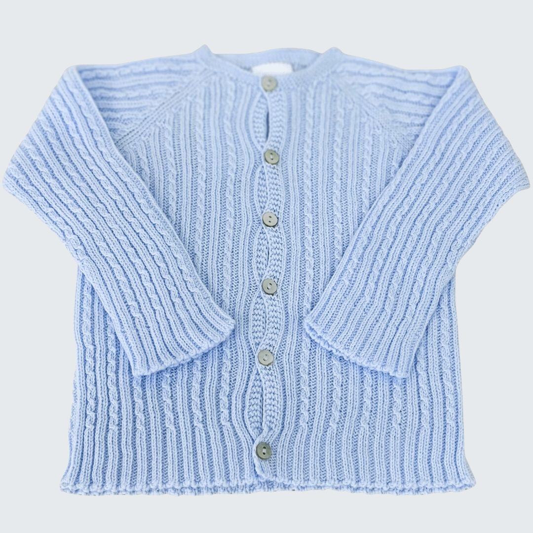 Cable Knit Cardigan Blue
