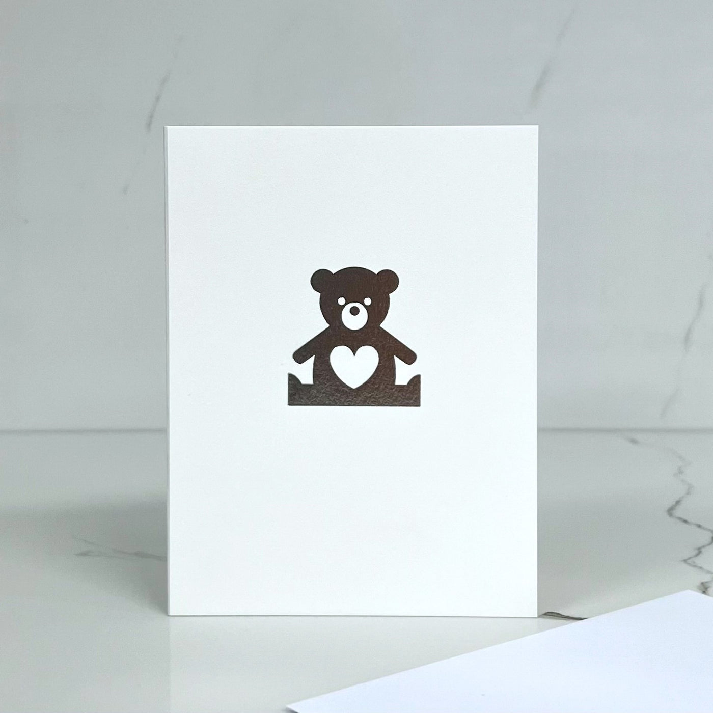 Card New Baby Silver Teddy Bear