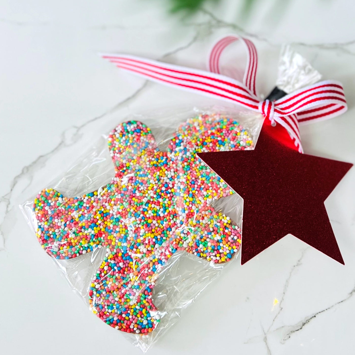 Chocolate Gingerbread Man with sprinkles