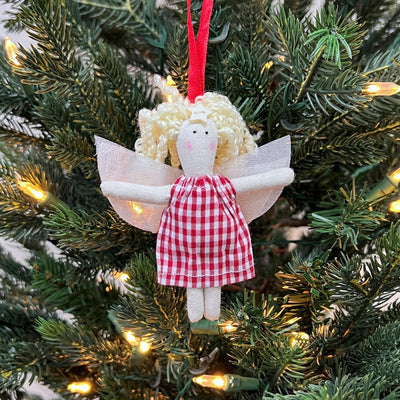 Small Gingham Angel Decoration