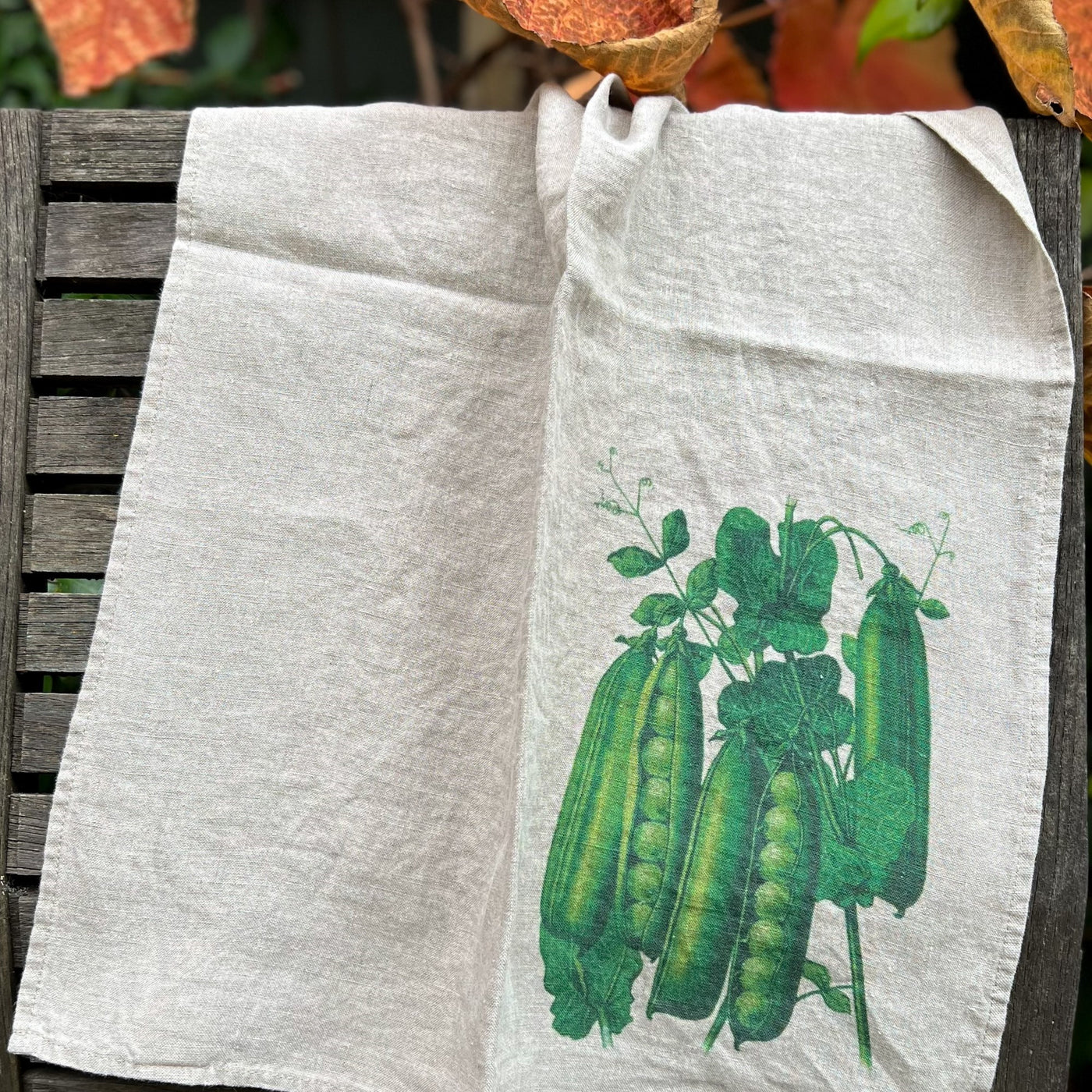 Linen Tea Towel Peas