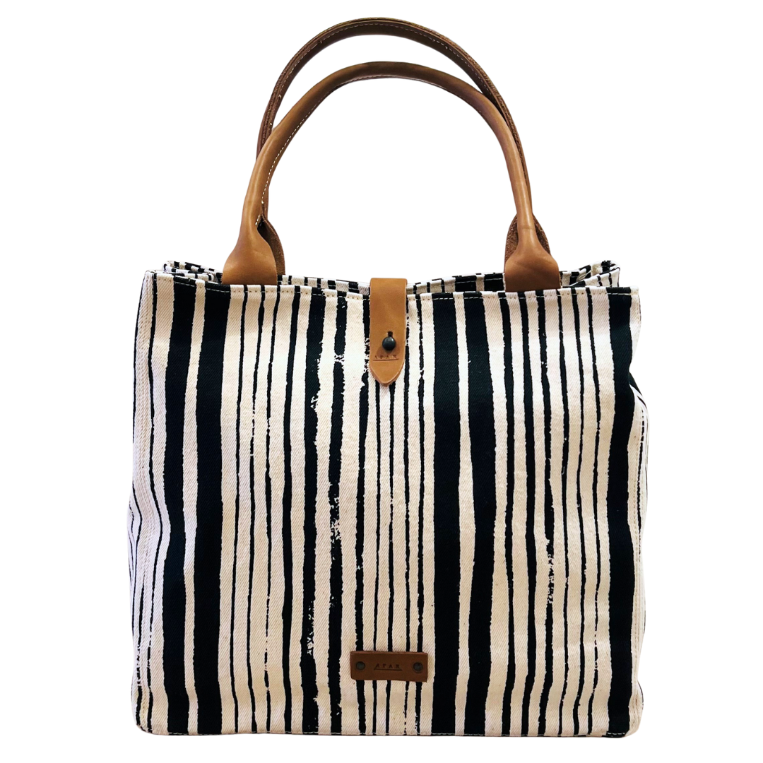 Canvas Tote Bag - Navy Lines