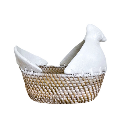 White Rattan & Clay Chook