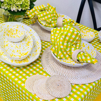 Lime & Yellow Check Table Cloth