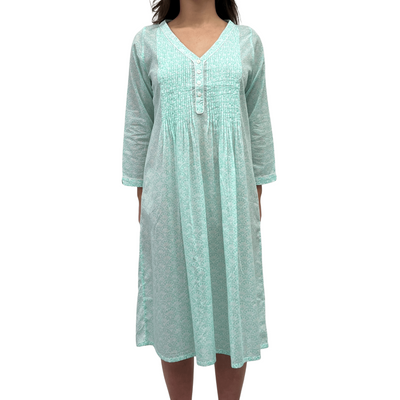 Nightie 3/4 Sleeve Aqua - Medium