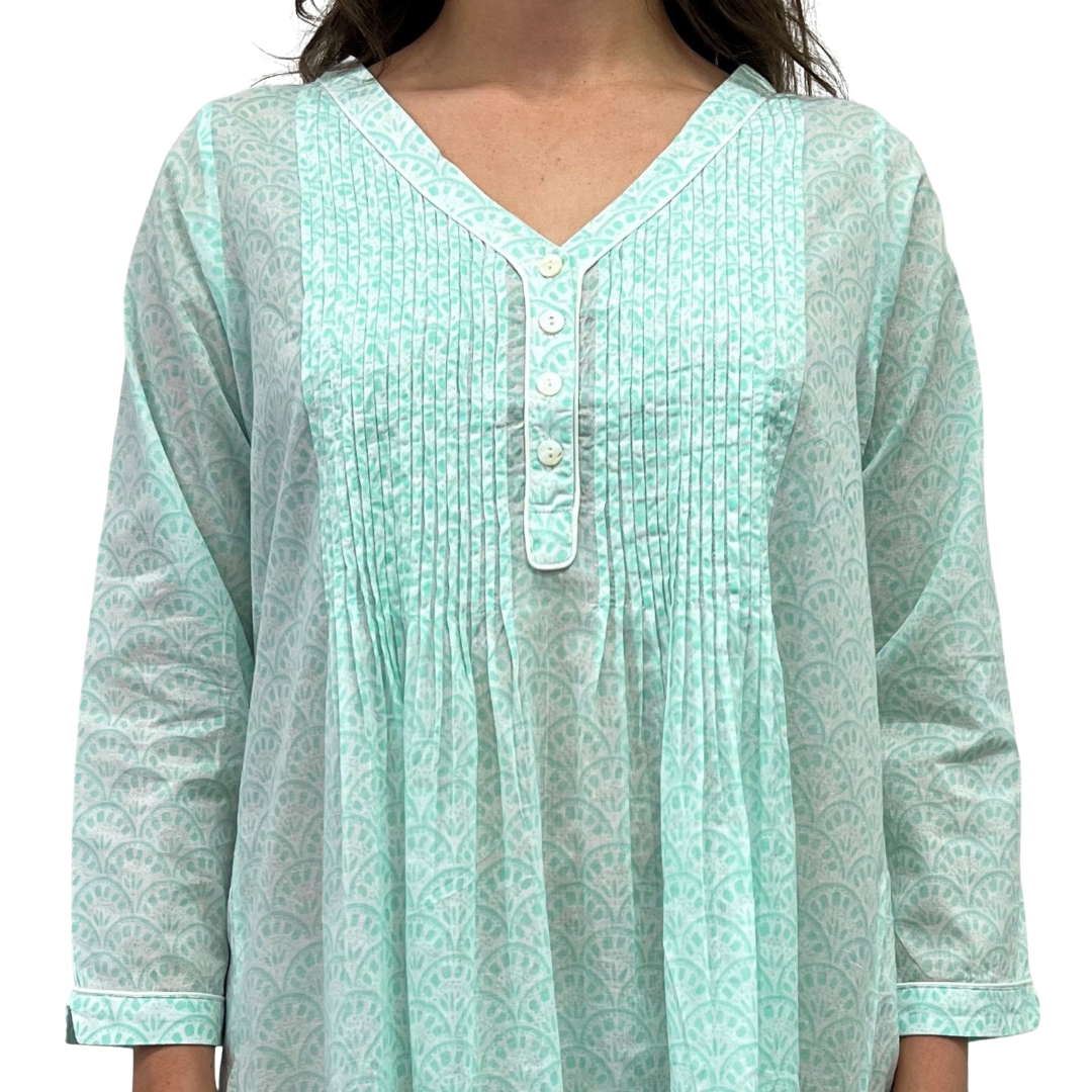 Nightie 3/4 Sleeve Aqua - Medium