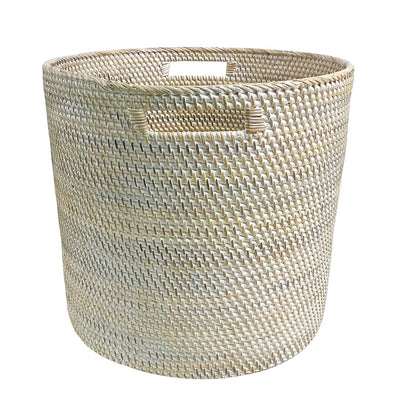 White Open Round Basket