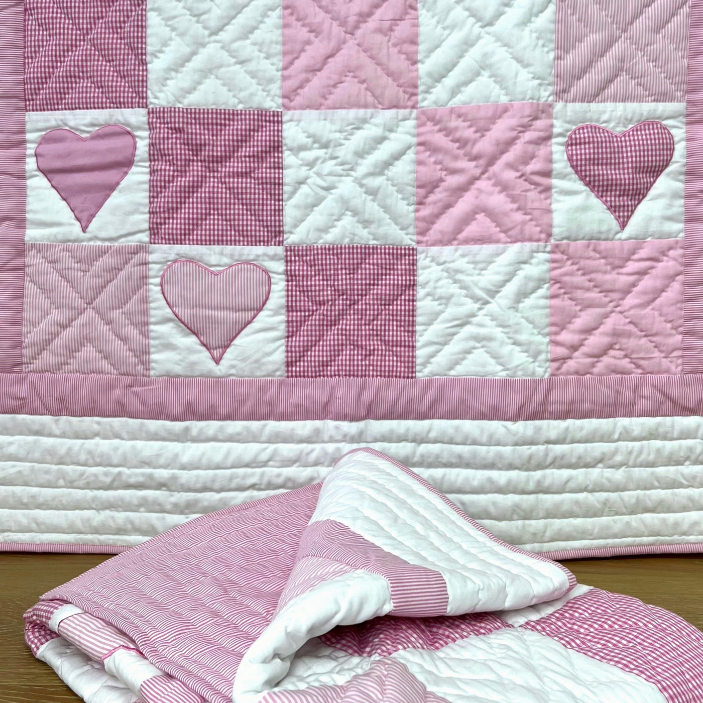 Cot Quilt Pink Heart