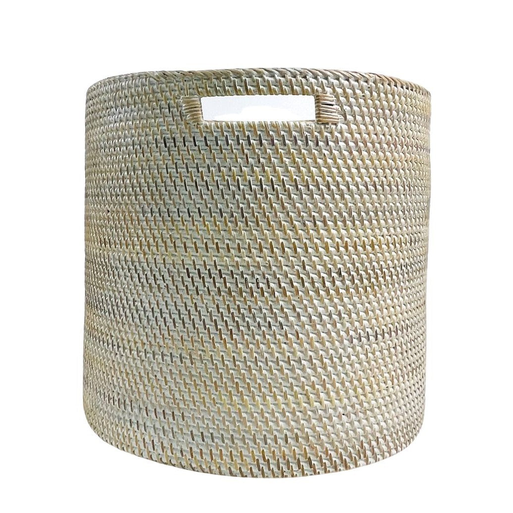 White Open Round Basket