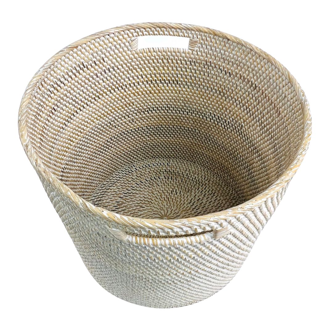 White Open Round Basket