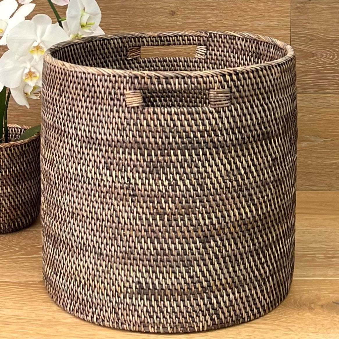 Brown Open Round Basket